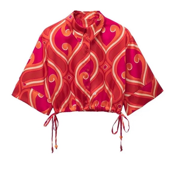 NWT Retro Summer Spring Zara Print Top - Picture 3 of 14